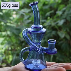 Стеклянный кляйн малый торнадо Перколятор Bong Puff Recycler Design Dab Rig Mini Mini Масленная водопроводная труба Прямая 14 -миллиметровая стеклянная установка окрашенна