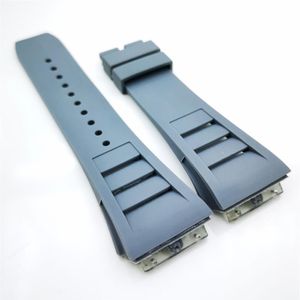 25mm grå klockband gummiband för RM011 RM 50-03 RM50-01280S