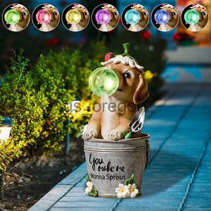 Altri luci solari per esterni per la casa Creative Dog Statue Statue Garden Resin Crafts Decoration Courtyard Light X0821