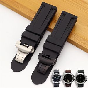 Watch Band For Panerai PAM 111 441 TPU Rubber Silicone 22 24mm Strap Accessories Folding Clasp Bracelet Chain287P