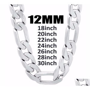 Kedjor 12mm bredd 925 Sier Men Neck Chain Necklace Jewelry Fashion 1830 tum Längd Men039S Högkvalitativ Curb Cuban Jewerly Gift FA7 DHXZM