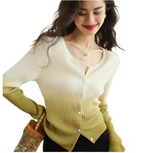 Novo Moda Feminina Autumn-Gobes Single Brentsed Gradient Color Mohair Wool Thread Knit