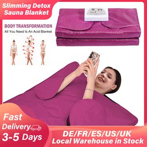 Blankets Infrare Sauna Blanket Weight Loss Electric Thermal Blanket Sauna Thermotherapy for Spa Home Body Shape with 50pcs Plastic Sheets 230818