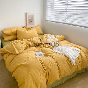 Lençóis conjuntos de cama de cor sólida Conjunto de roupas de cama nórdica azul verde de cama macia de cama simples single