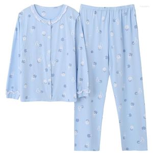 Kvinnors sömnkläder Bomull Moderskapssjuksköterska sätter hösten vinter amning pyjamas för gravida kvinnor graviditet nattkläder lounge