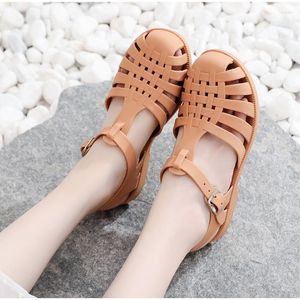 Trend Soft Women Bottom Comfort High Sandals Flat Out Beach Slippers Ladies Open Toe Hollow Flip Floops Chunky Shoes D