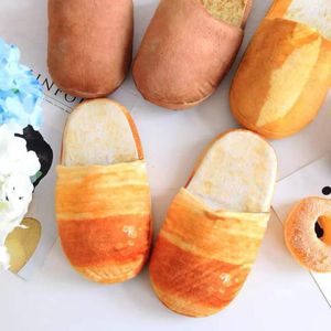 Slippers Creative Simulation Bread Burger Toast Winter Home Soft Bottom Non-slip Plush Warm Cotton Slippers 230820