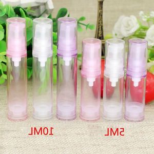 Großhandel 500pcs/Los Mini 5ml 10 ml leere luftlose Pumpe Plastikflaschen Druck Emulsionsflasche Lotion Kosmetische Verpackung NULMV