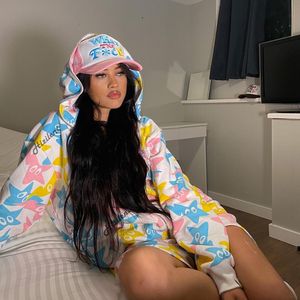 Kvinnors hoodies tröjor harajuku zip-up goth punk kvinnlig jacka hoodie hiphop överdimensionera y2k kvinnor huvtröjor höst streetwear stjärna tryck vit tröja 230818