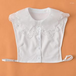 Arco amarra as mulheres camisa branca de lapela de colarinho falso feminino removível renda falsa renda meia -blusa de colarinho destacável decoração de camisola