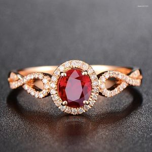 Cluster Rings YangFx Silver Color European And American Pigeon Blood Red Colored Gemstone Open Ring Female Jewelry