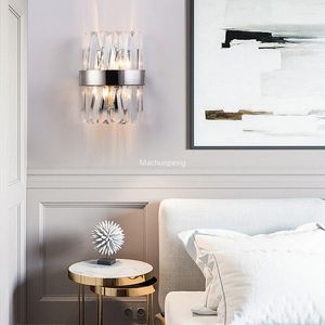 Vägglampa modern kristall lyx sovrum headboards sängkläder ljus estetisk design wandverlichting vardagsrum dekoration