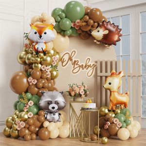 Andra evenemangsfestartiklar Jungle Safari Animal Balloons Garland Arch Kit Sika Deer Raccoon Kids Birthday Baby Shower Wedding Decoration 230818