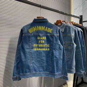 Men s jackor människa gjorde denim män kvinnor broderade brev avslappnade nödställda topp människa gjorde par rockar 230821