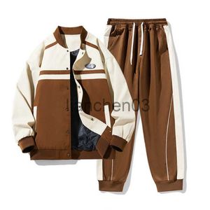 Menina de tracksuits masculinos Setorn Autumn Set Moda de beisebol solto uniforme de beisebol coreano Suites Rua Casual Rouno de roupas de duas peças Roupas masculinas J230821