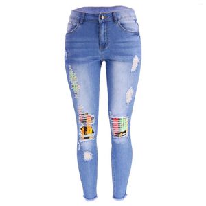 Kadınlar için kadın kot pantolon vintage denim yüksek bel streç kalem pantolonu bel pantalonları femme