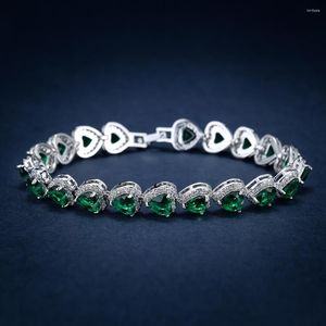 Charme Armbänder Weibliche grüne Steinherz für Frauen