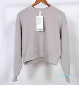 Lulu Women Yoga Outfit Sweatshirtsフーディールーズロングスリーブトップフィットネスワークアウトハイエラスティシティクルースウェットシャツランニング