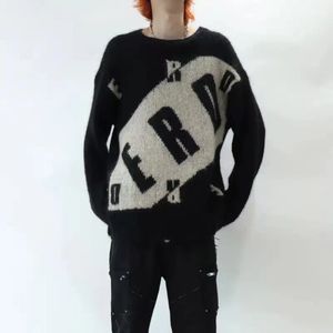 Männer S Hoodies Sweatshirts ERD Brief Schwarz und Weiß runder Hals Wollpullover Unisex o Baggy Y2k Strickkleidung übergroße Ropa Hombre Tops 230821