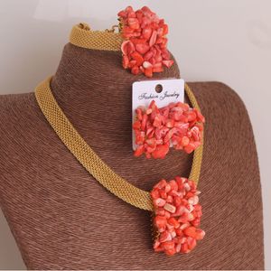 Örhängen halsband 4ujewelry afrikansk bröllop korall pärlstav fin smycken set för kvinnor hög kvalitet 230820