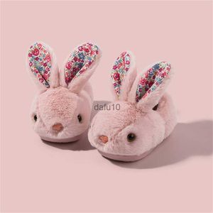 Slippers Cute White Rabbit Slippers Children's Fur Loafers Home Warm Shoes Kid Boy Slides Fluff Slippers Toddler Girls Bootie Slippers HKD230821