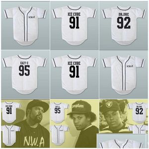 Yoga Outfit N.W.A. Eazy-E White Baseball Jersey Ice Cube 95 Custom Any Player Or Number Stitch Sewn Hip Hop Button Down Shirts Drop Dhvp1