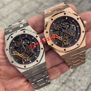 4 Colors Designer for Men Black Skeleton Watches 15407 15500 15202 Mens Openworked Mechanical Aotomatic Movement Square Stainless Steel Sport Casual Watch