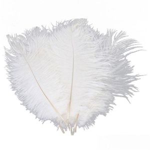 Украшение вечеринки 10pcs Белый страуси-племен пера 20-25 см для центрального декора.
