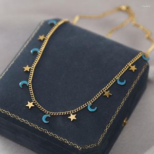 Pendant Necklaces SZN 316L Stainless Steel Gold Plated Charm Star Moon Chain Necklace For Women High Quality Body Jewelry Girls Party