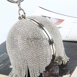 Bolsas de noite 2022 diamantes de lasca de shinestone redondos para mulheres moda com tassels saco de embreagem bolsa de anel de anel de bolsa de bolsa