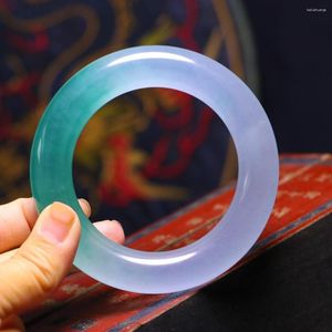 Bileklik Burma Jade Yüksek Sınıf A Myanmar Jadeite Sertifika Mor Yeşil Bicolor Jades Yuvarlak Bangles Bilezik Kadınlar