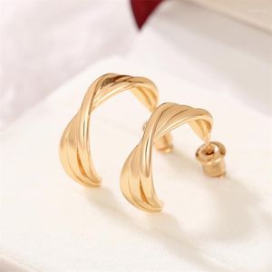 Серьги обручи Huitan Modern Office Lady's Ear Metal Gold Color Fashion Wersatile For Woman