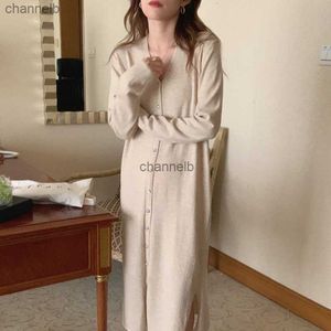 Kvinnors stickor Tees Fashion Women Sweaters Classic Basic Elegant Single Breasted Casual Solid Color Sticked Cardigan Long Coat Clothing New HKD230821