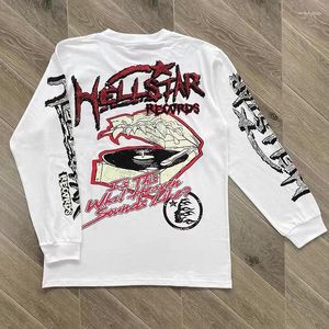 Men's T Shirts 2023 Autumn Designer T-Shirt O-Neck White Cotton Loose Tee High Street Crack Letter Print 1:1 Men Women Long Sleeve Tops