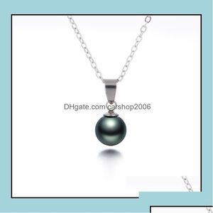 Naszyjniki wisiorek wisiorki biżuteria 10 mm 12 mm czarna skorupa koraliki Pearl Naszyjnik Women Prezenta