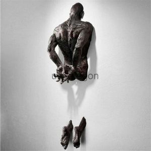 Other Home Decor Imitation Copper Wall Decor Abstract Character Resin Rock Climbing Man Statue Sculpture Background Wall Art 3D Through Wall x0821