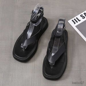 Sandals Sandals Comfort Shoes Women's Female Summer Flip Platform Style Low Heels Black Fashion Ladies Shoes R230821