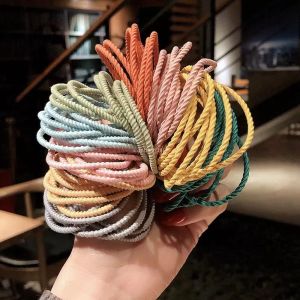 50pcs/lot Korea Style Seamless Spiral Braid Hair Rubber Band Girls Elastic Hair Bands Scrunchies Headband Ponytail Holder Gum Kids Hair Accessories