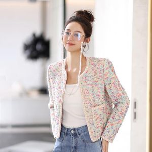 Women's Jackets Tweed Wool Jacket Women Coat Elegant Heavy Industry Fragrance Celebrity Rough Cropped Top High Quality