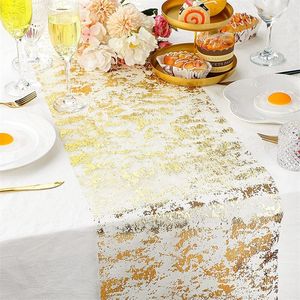 Стол -бегун Sparkle Metallic Gold Table Runner Свадебный день рождения декор розовый золото серебряное блеск блеска металлическая фольга Тонкая сетчатая рулон 230818