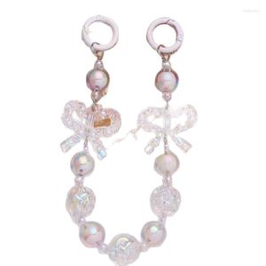 Portachiavi con arco di moda perline perline per perline multicolore arilico accessori geometrici ciondoli romantici per donne regali di compleanno della festa