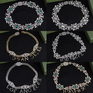 Vintage diamanthalsband i halsbotten halsband för kvinnor designer halsband tröja chokers kristall bokstav hänge halsband bröllop smycken