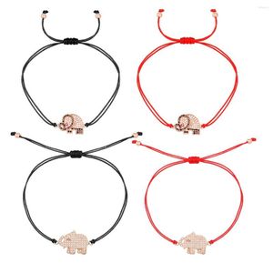 Bracelets de charme Pulseira de zircônia de zircônia banhada a ouro rosa para homens homens trançados corda preta corda preta jóias artesanais ajustáveis