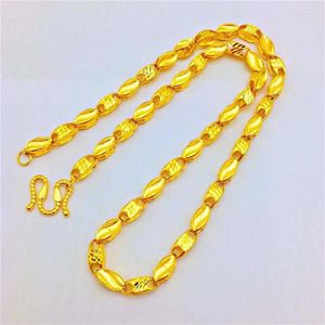 Łańcuchy luksusowe żółte złote koraliki kolorowe naszyjniki dla mężczyzn ślub zaręczyny Dobra biżuteria 6N grube pszenicę