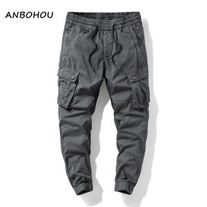 Мужские спортивные костюмы Anbohou Cargo брюки Мужчины бегают повседневную хлопковую полную длину военные мужские уличные брюки тактические брюки плюс 230818
