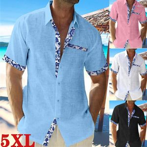 القمصان غير الرسمية للرجال الموضة الصيفية للرجال المطبوعون جيب الشاطئ الجيب القصيرة