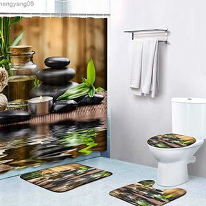 Tende doccia set completo set da doccia da bagno e tappeti per mobili in tessuto impermeabile Accessorio Zen Flow Acqua Bamboo per decorazione del bagno R230821