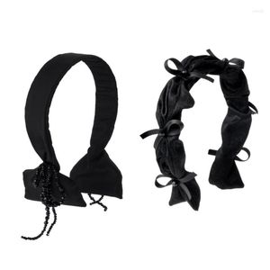 Hair Clips Fashionable Velvet Headband Jewelry Black Tassels Headwrap