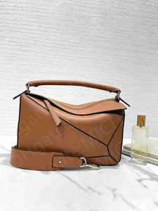 10s Nível superior 1: 1 maquiagem quebra-cabeça de tamanho médio mulheres bolsa crossbody, abertura do zíper de couro, rótulo anti-assalto de zíper de luxo, designer de 29 cm