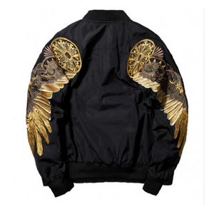 Herrenjacken Herren Herbstjacke Stickerei Gold Eagle Wings Stand Collar Bomber Jacket Fashion Outwear Herrenmanteljacke J230821